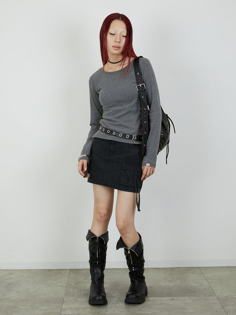 【Heart by led.】SIDE HOOK TOPS / GRAY
