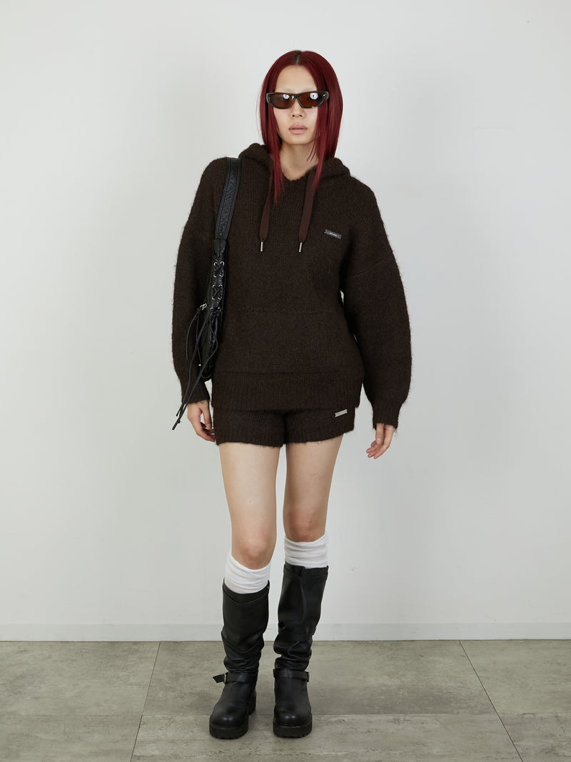 KNIT HOODIE / BROWN