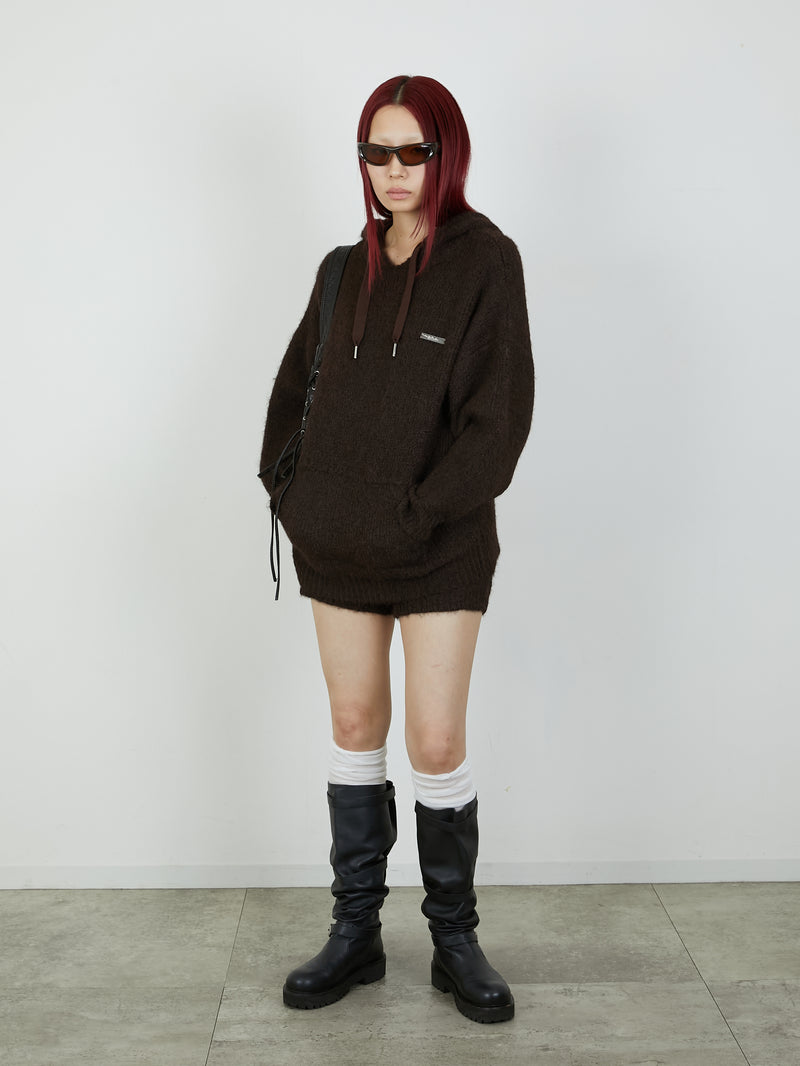 KNIT HOODIE / BROWN