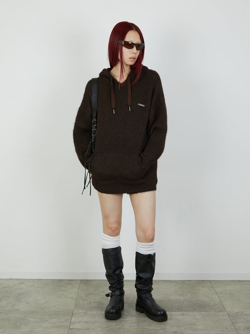 KNIT HOODIE / BROWN