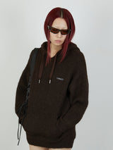 KNIT HOODIE / BROWN