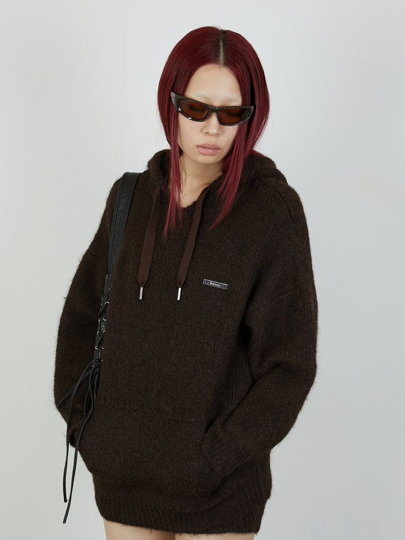 KNIT HOODIE / BROWN
