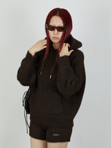 KNIT HOODIE / BROWN