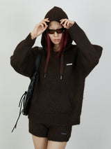KNIT HOODIE / BROWN