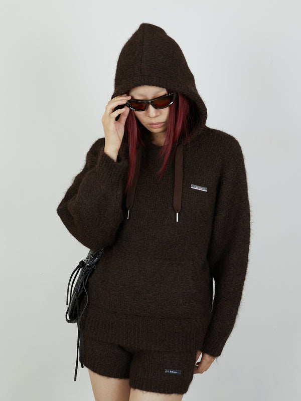 KNIT HOODIE / BROWN