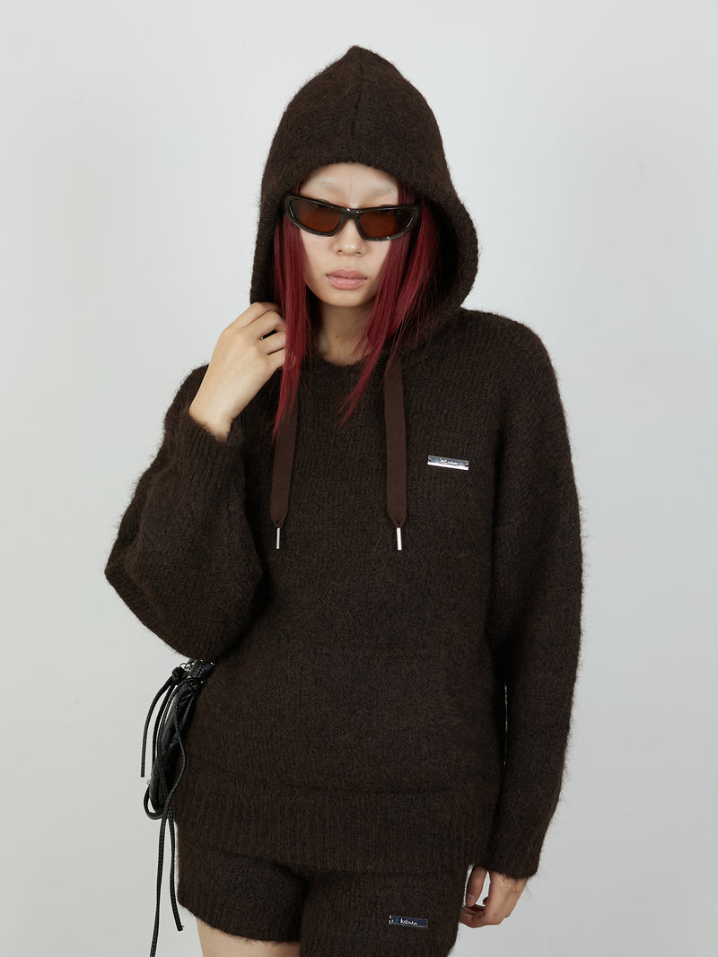 KNIT HOODIE / BROWN
