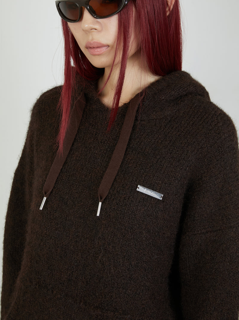 KNIT HOODIE / BROWN