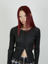 【Heart by led.】HOCK OPEN KNIT / BLACK