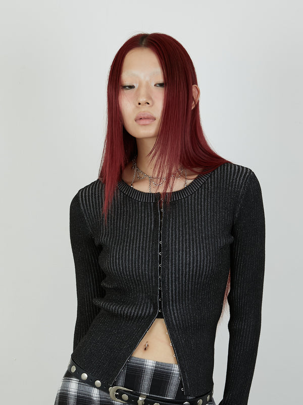 【Heart by led.】HOCK OPEN KNIT / BLACK