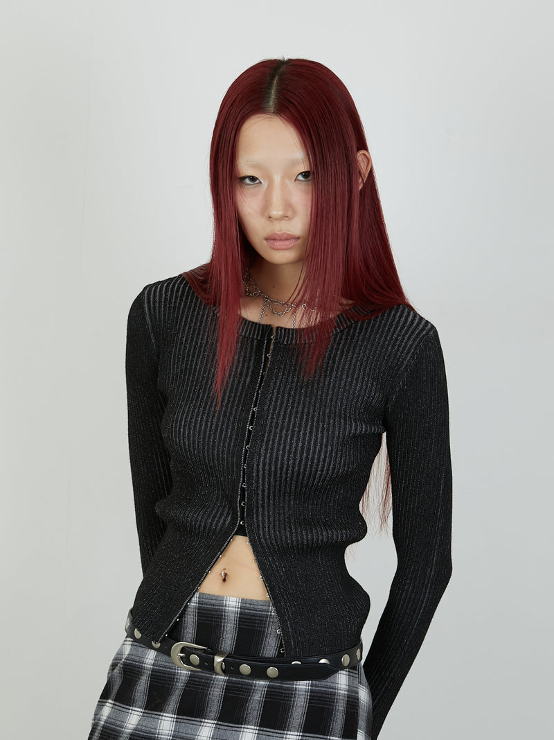 【Heart by led.】HOCK OPEN KNIT / BLACK