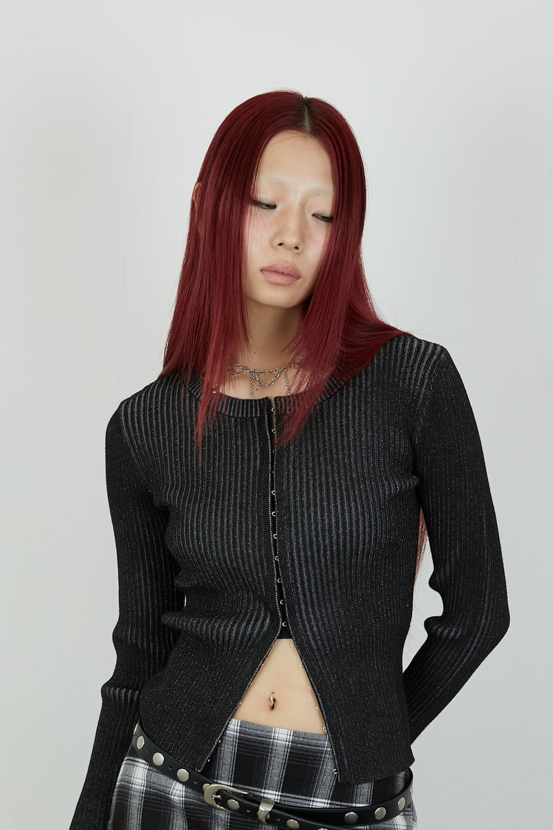【Heart by led.】HOCK OPEN KNIT / BLACK