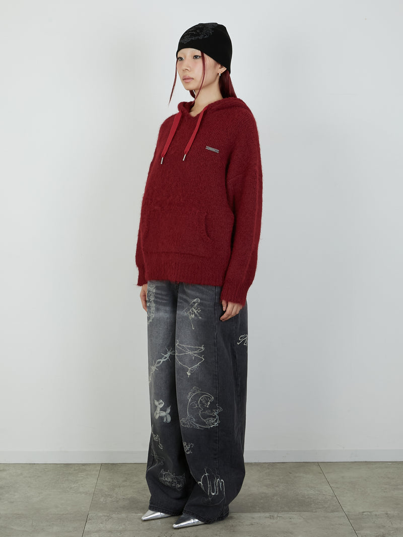 KNIT HOODIE / RED