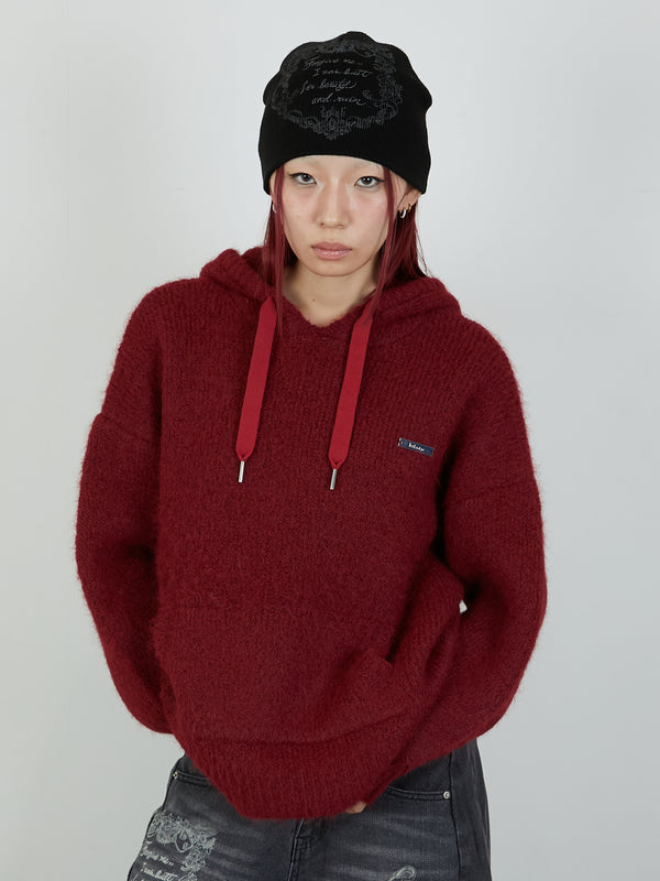 KNIT HOODIE / RED