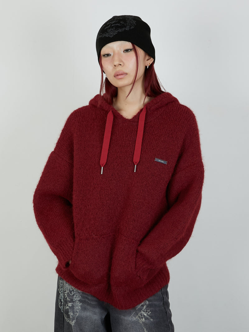 KNIT HOODIE / RED