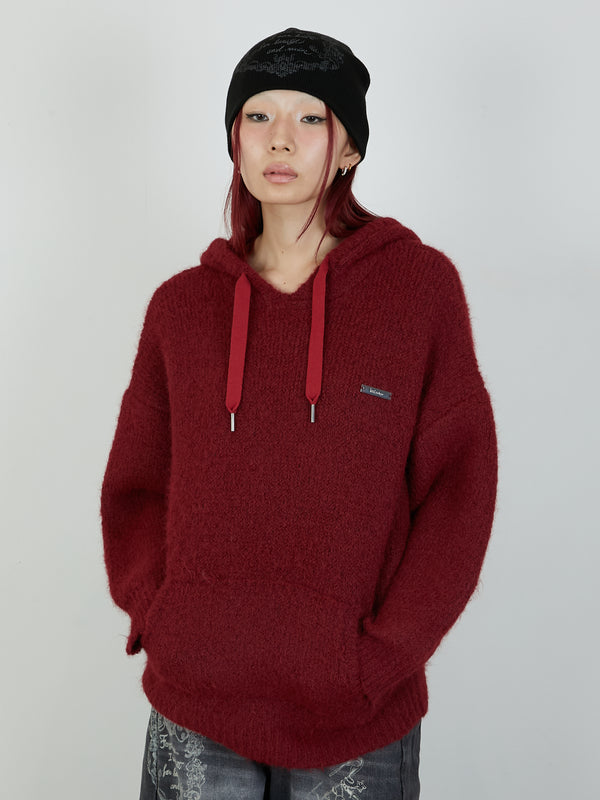 KNIT HOODIE / RED