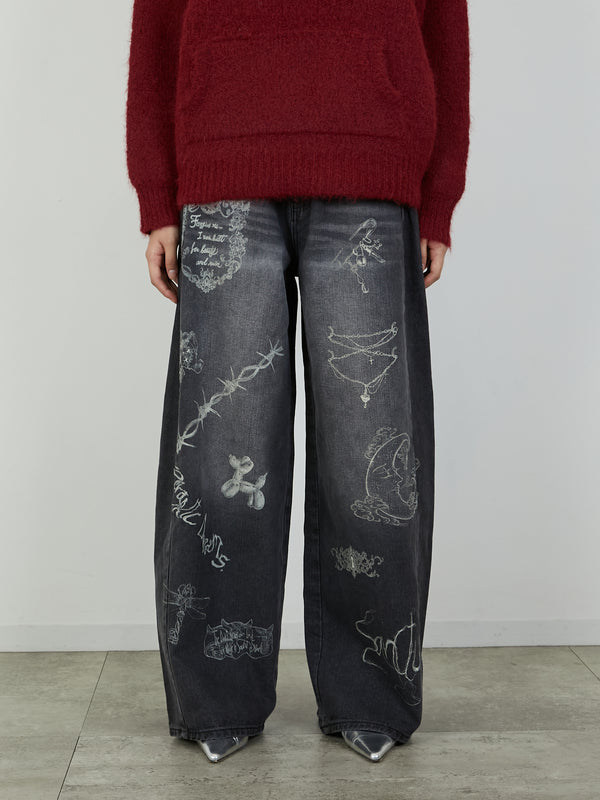 PRINT DENIM / BLACK