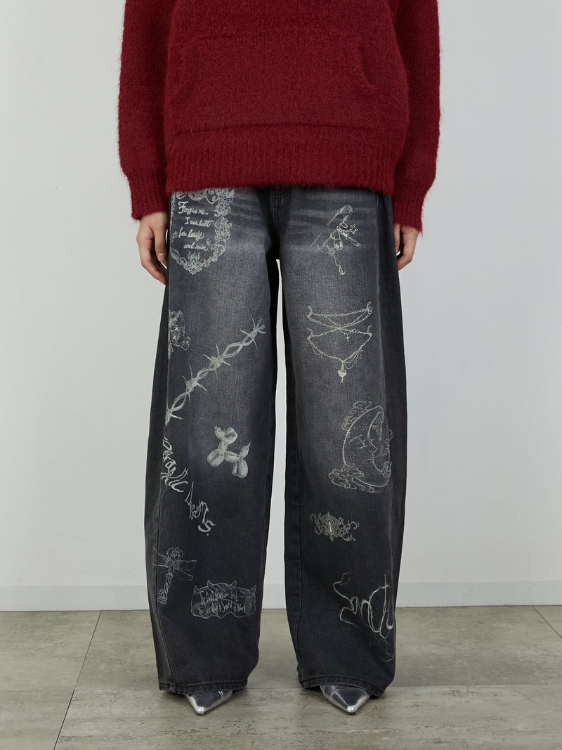 PRINT DENIM / BLACK