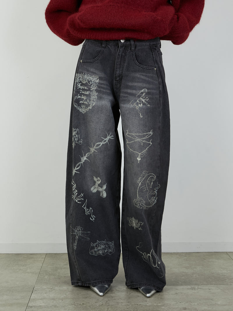 PRINT DENIM / BLACK