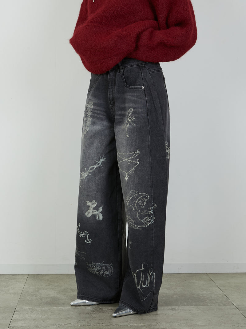 PRINT DENIM / BLACK
