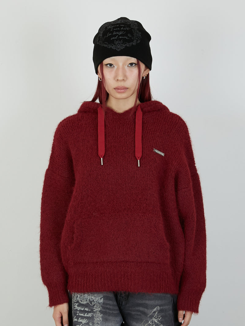 KNIT HOODIE / RED