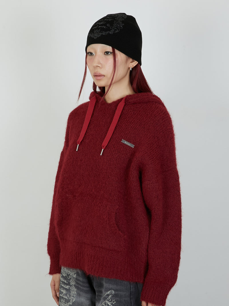 KNIT HOODIE / RED