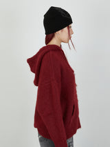 KNIT HOODIE / RED