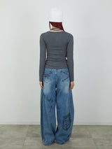 PRINT DENIM / BLUE