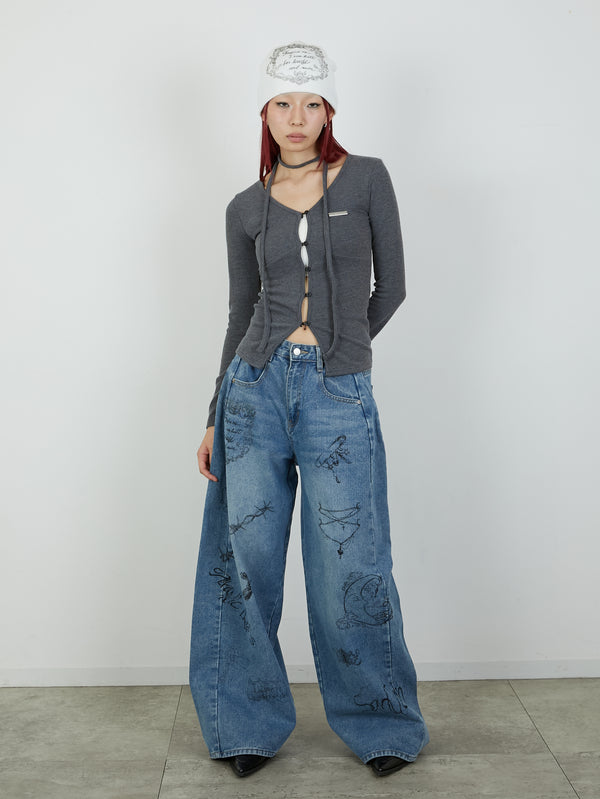 PRINT DENIM / BLUE
