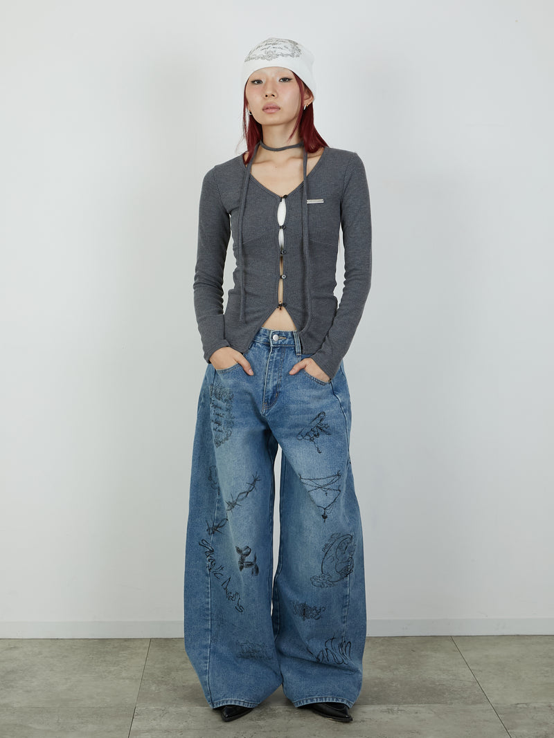 PRINT DENIM / BLUE