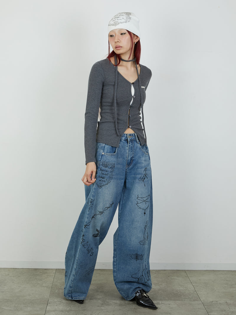 PRINT DENIM / BLUE