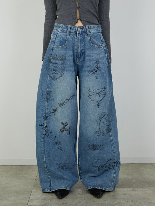 PRINT DENIM / BLUE