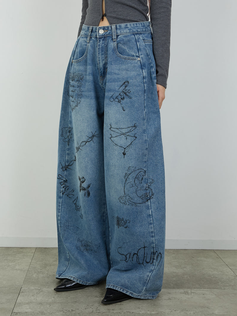 PRINT DENIM / BLUE