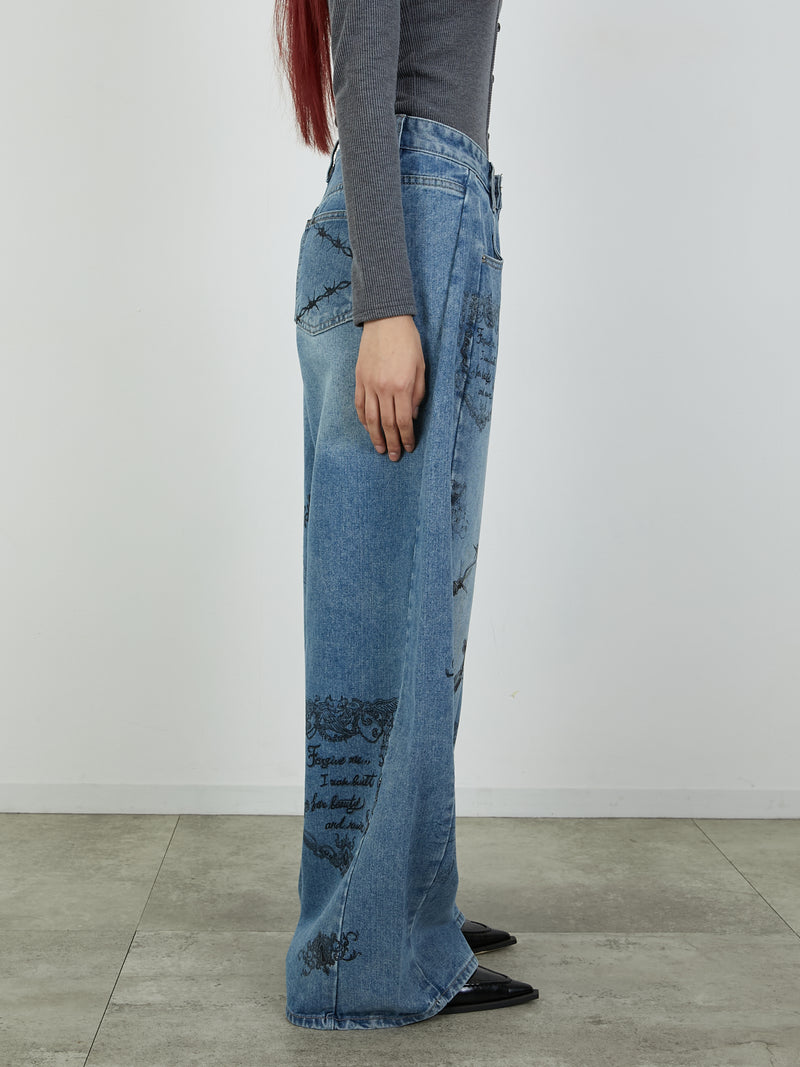 PRINT DENIM / BLUE