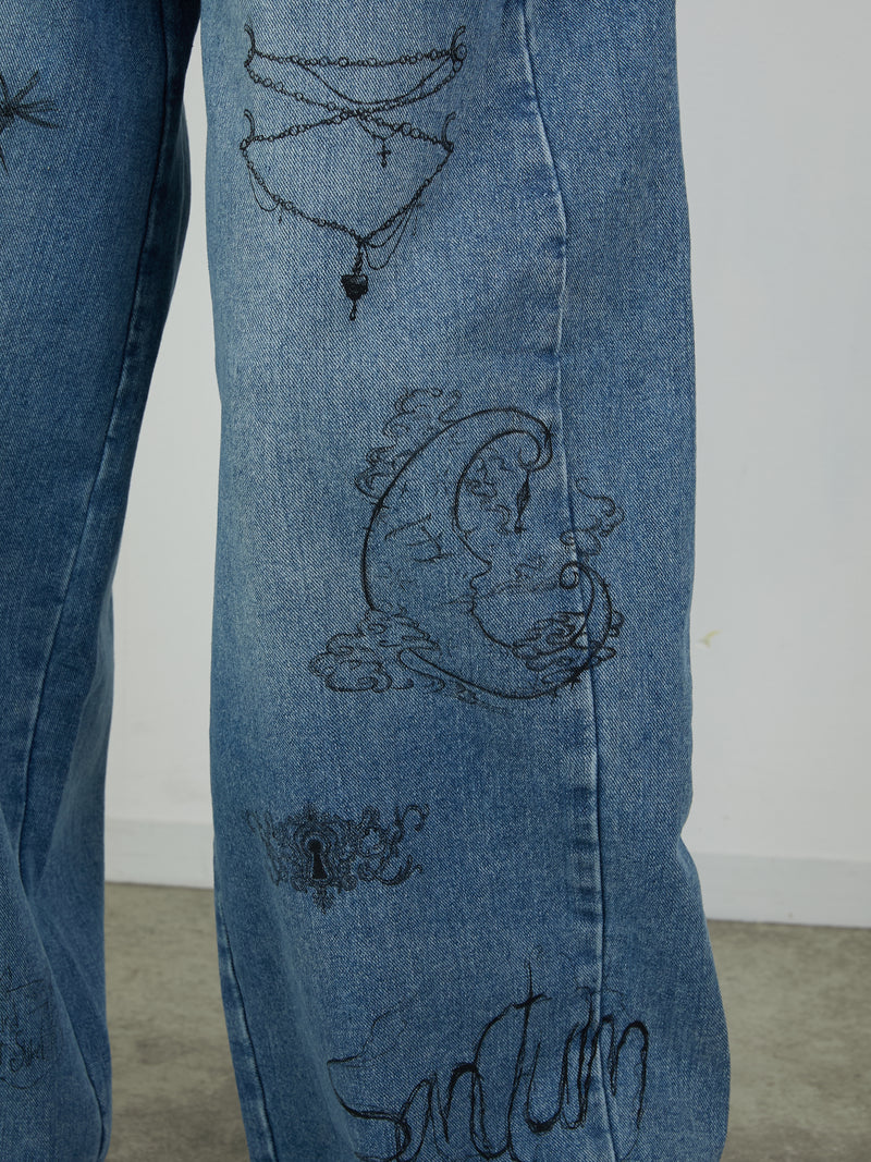 PRINT DENIM / BLUE