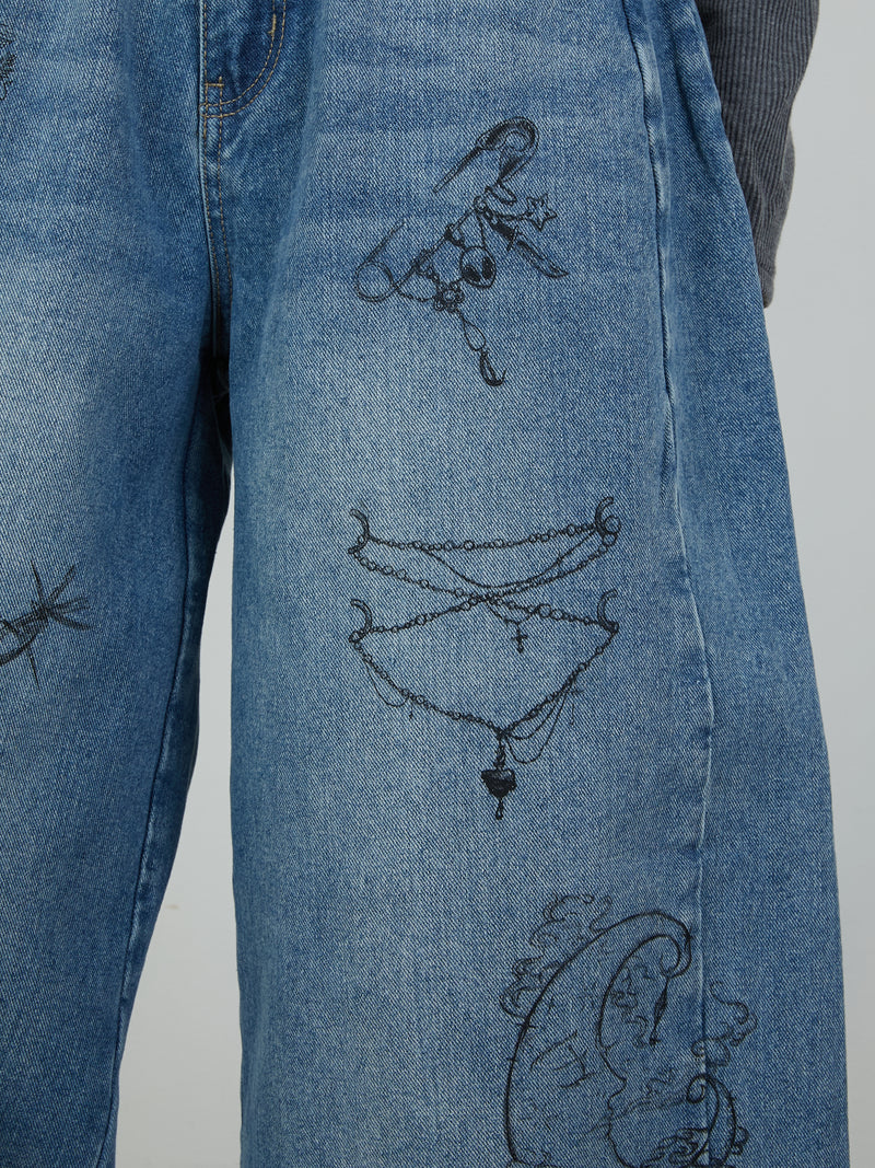 PRINT DENIM / BLUE