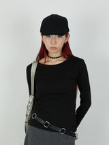 【Heart by led.】SIDE HOOK TOPS / BLACK