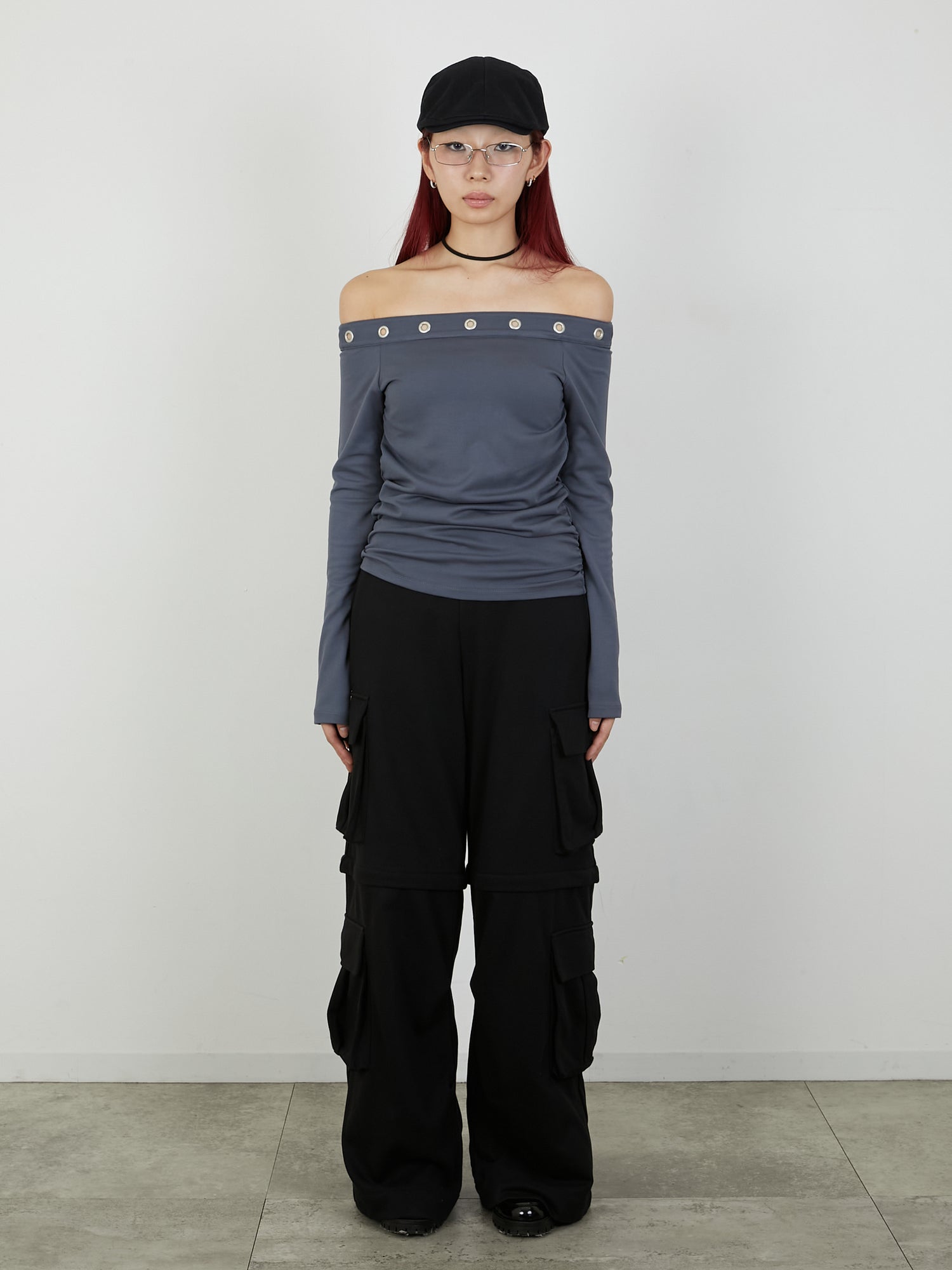 ZIP SWEAT CARGO PANTS / BLACK