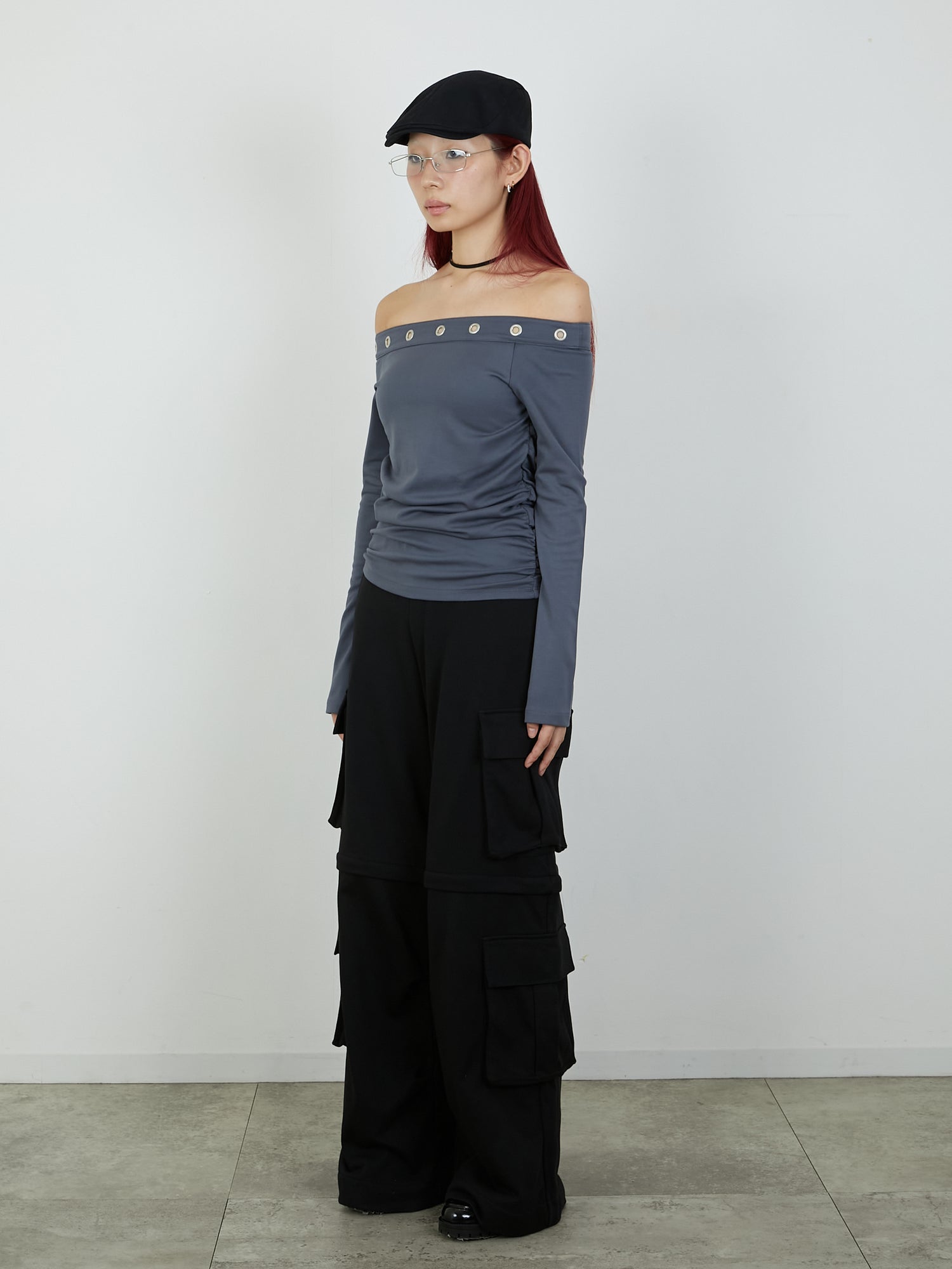 ZIP SWEAT CARGO PANTS / BLACK