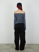 ZIP SWEAT CARGO PANTS / BLACK