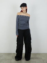 EYELET ONESHOUL / CHARCOAL GRAY