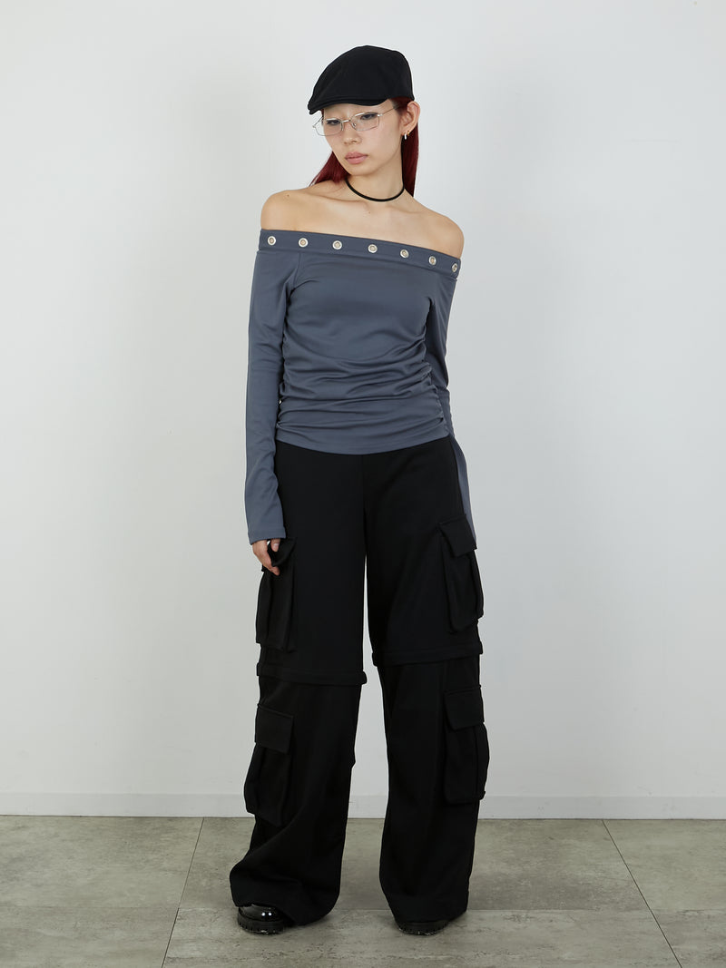 EYELET ONESHOUL / CHARCOAL GRAY