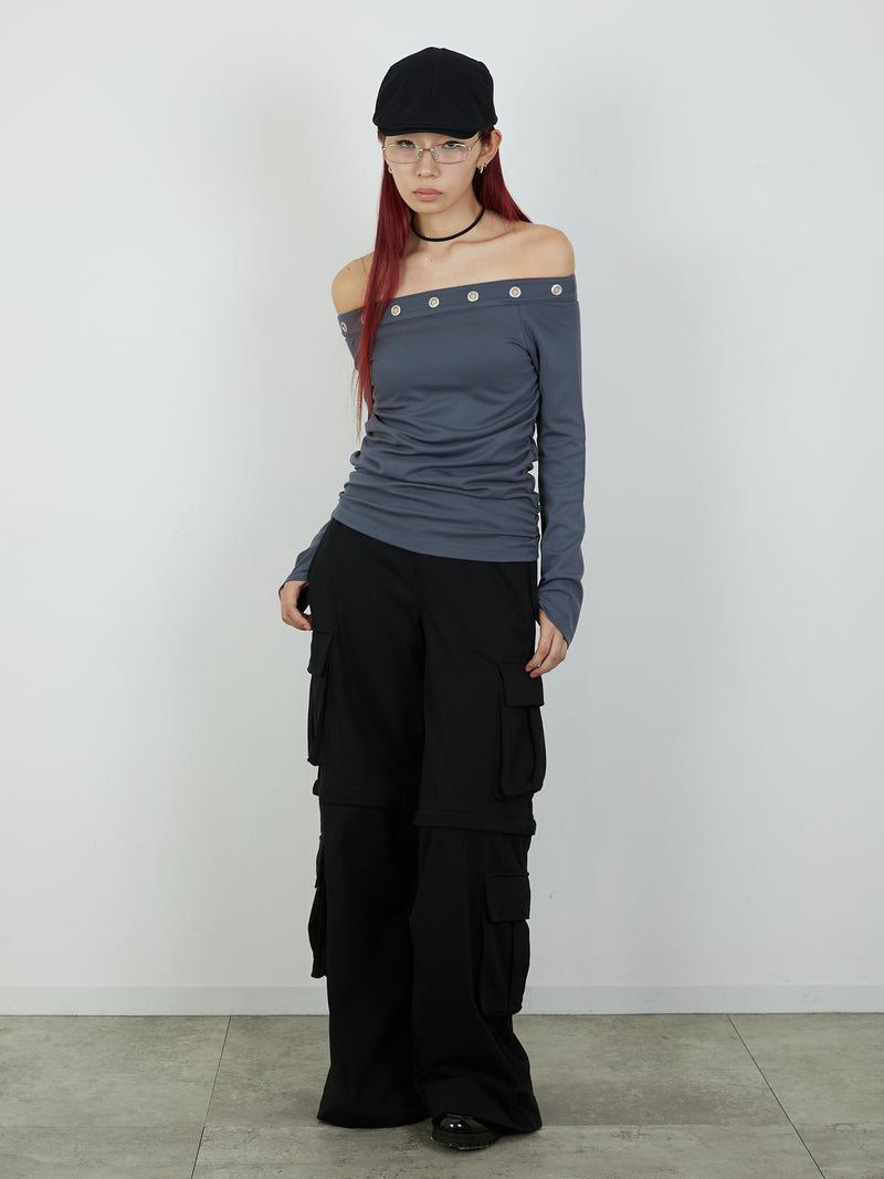 EYELET ONESHOUL / CHARCOAL GRAY