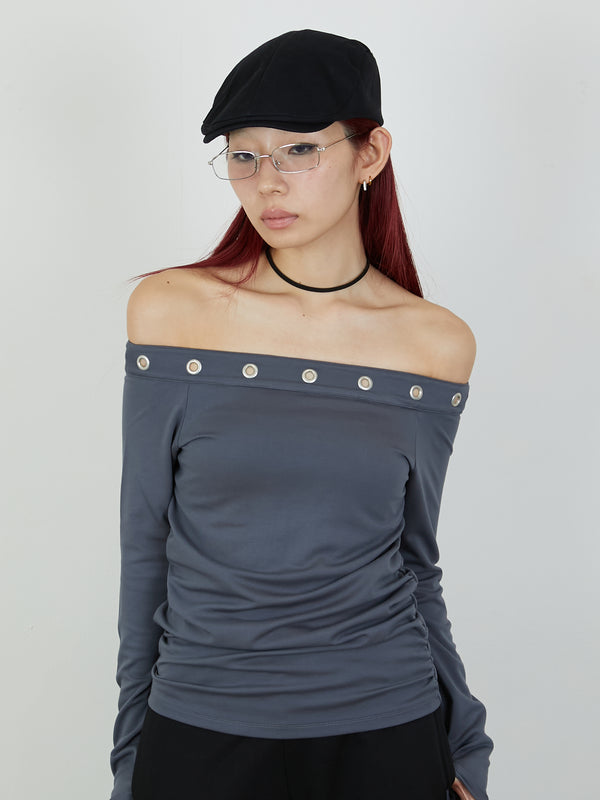 EYELET ONESHOUL / CHARCOAL GRAY