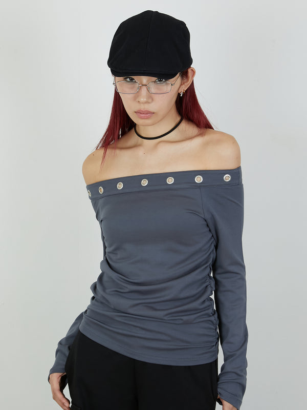 EYELET ONESHOUL / CHARCOAL GRAY