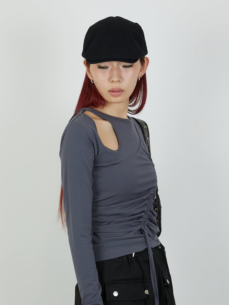 BUSTIER SET TOPS / CHARCOAL GRAY