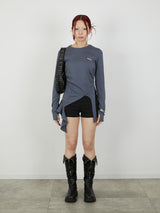 ASYMMETRY FRILL TOPS / CHARCOAL GRAY