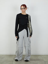 ZIP SWEAT CARGO PANTS / GRAY