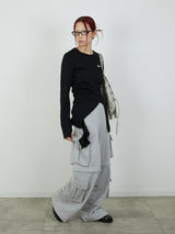 ZIP SWEAT CARGO PANTS / GRAY