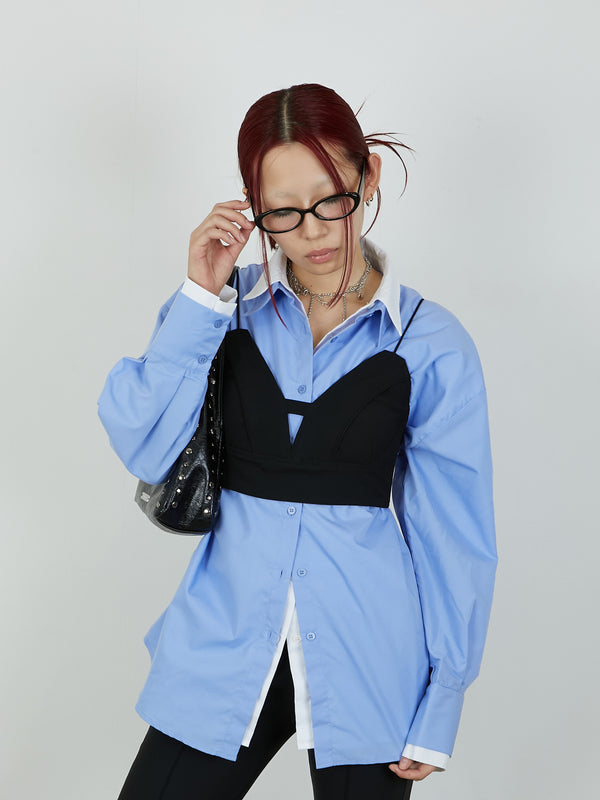 【Heart by led.】LAYERED LIKE SHIRT / BLUE