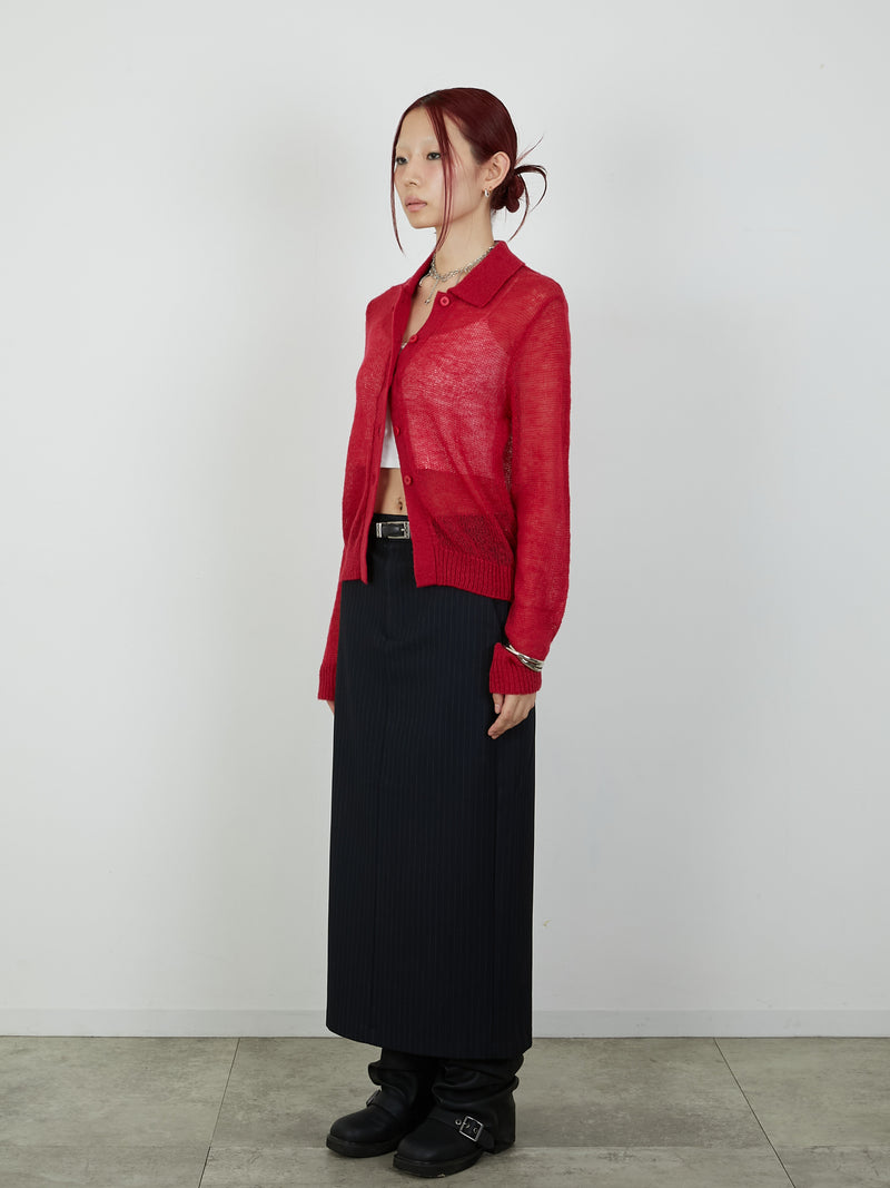 【Heart by led.】SHEER KNIT CARDE / RED